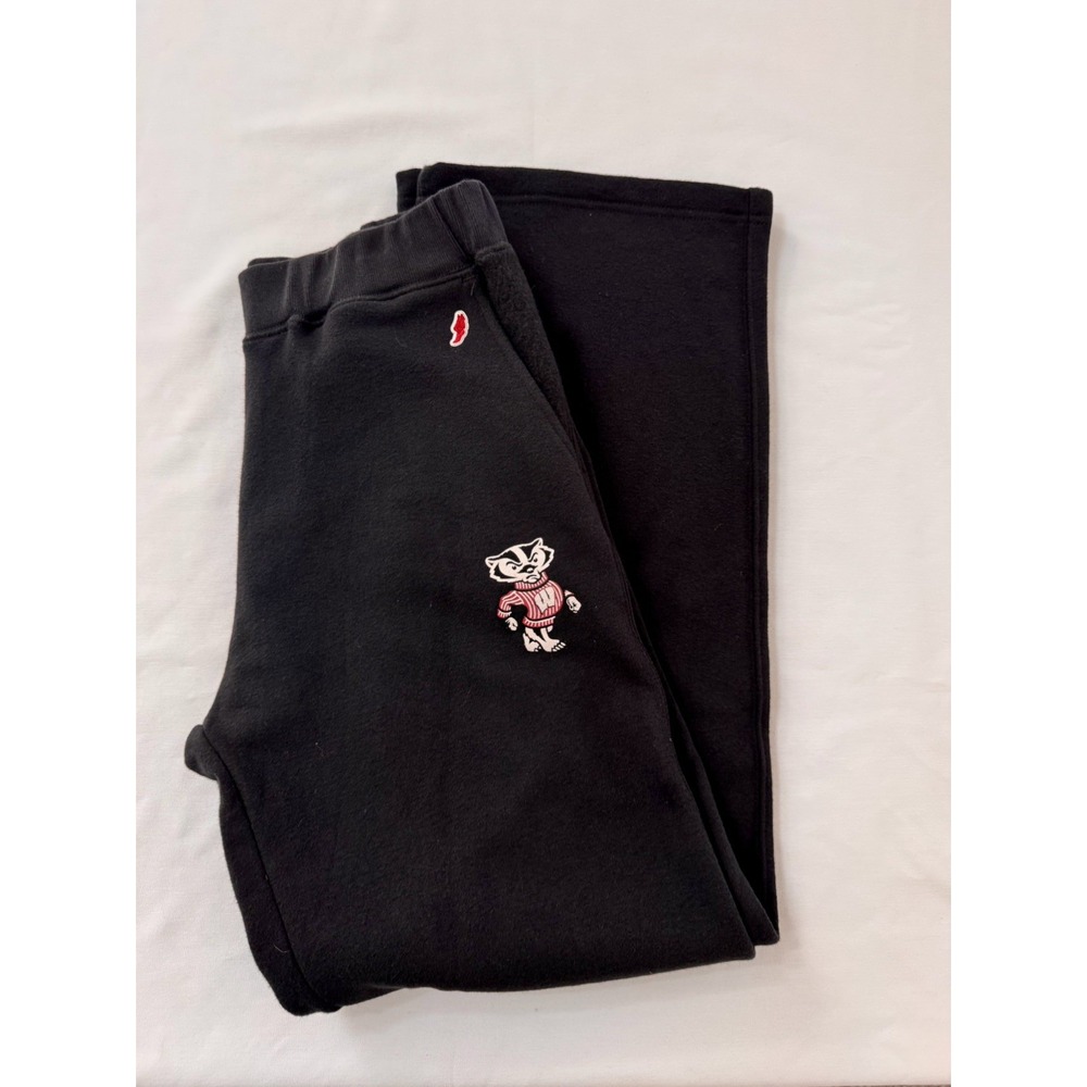 WOMEN'S BLACK UNIVERSITY OF WISCONSIN BADGERS SWEATS PANTS SIZE M EUC